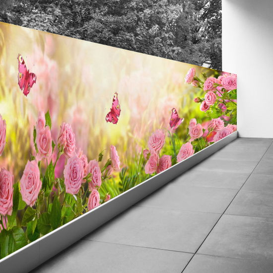 Frangivista per balcone - 80x240 cm - Fiori farfalle