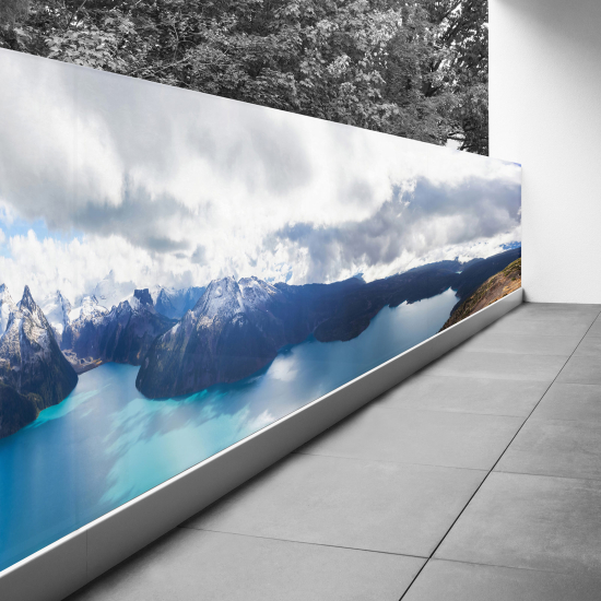 Frangivista per balcone - 80x300 cm - Vista lago e montagne