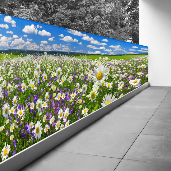 Frangivista per balcone - 80x320 cm - Campi di fiori