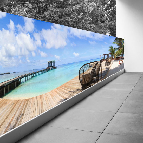 Frangivista per balcone - 80x320 cm - Pontile mare paradisiaco