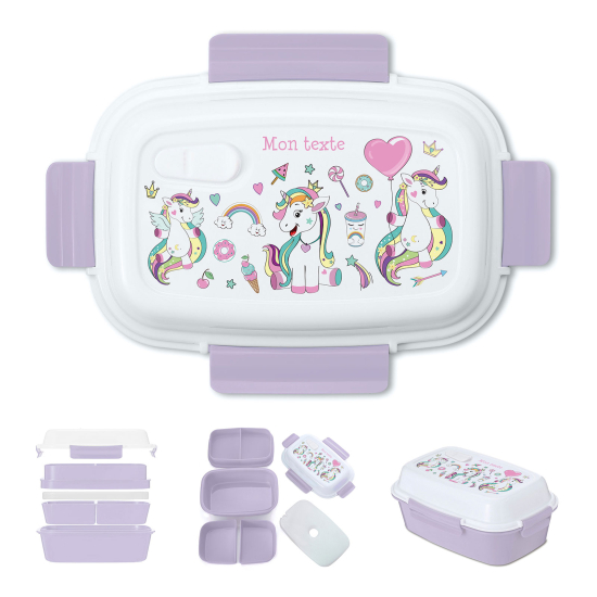 Lunch Box Personalizzata per Bambini - 3 Unicorni
