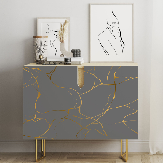 Pellicola Adesiva per mobili - Design oro e grigio