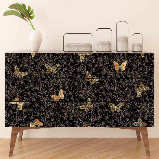 Pellicola Adesiva per mobili - Fiori Farfalle