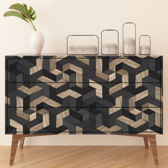 Pellicola Adesiva per mobili - Legno geometrico
