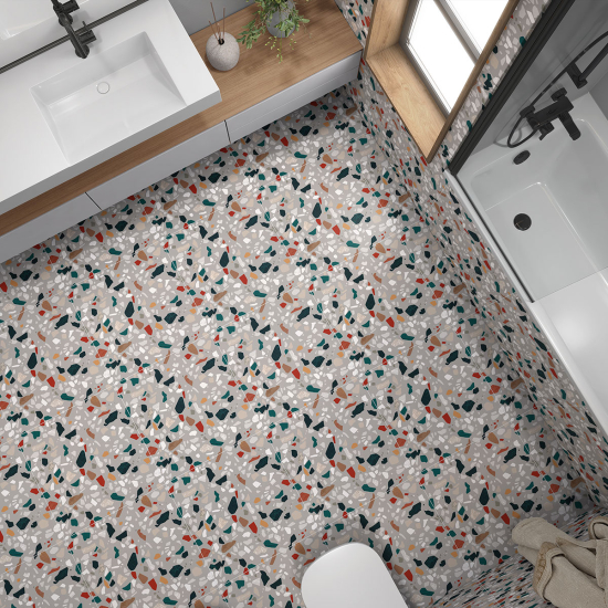 Piastrelle Adesive per Pavimenti - Motivo Terrazzo