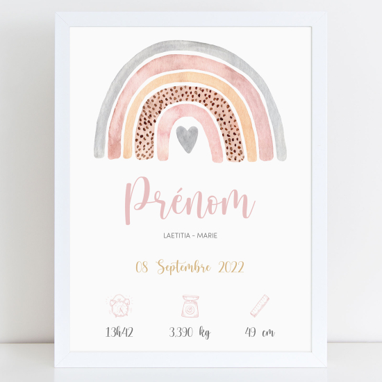 Poster nascita personalizzato - Arcobaleno