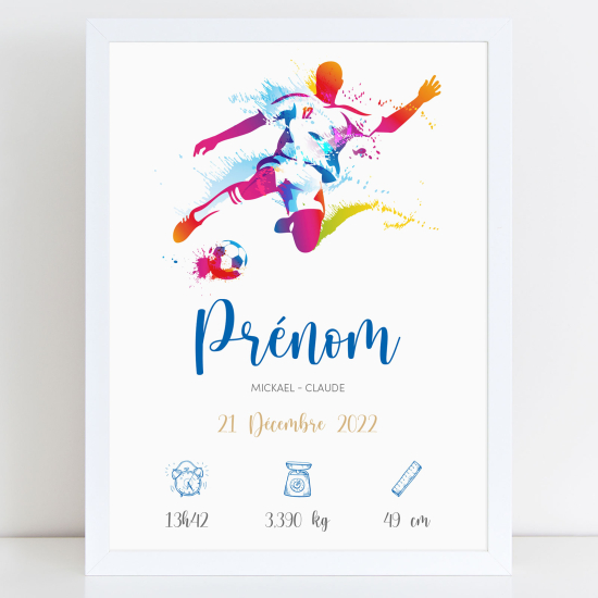 Poster nascita personalizzato - Calciatore