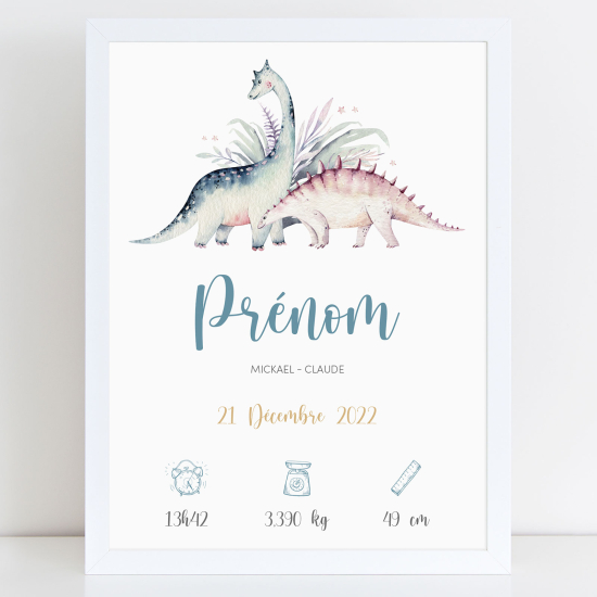 Poster nascita personalizzato - Dinosauri