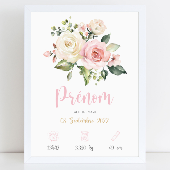 Poster nascita personalizzato - Fiori