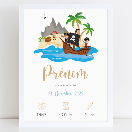Poster nascita personalizzato - Pirati
