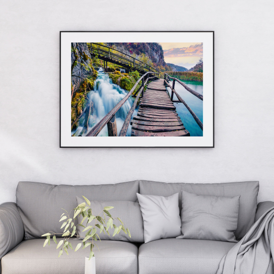 Poster - Paesaggio ponte in legno