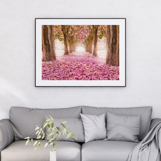 Poster - Paesaggio sentiero albero fiorito