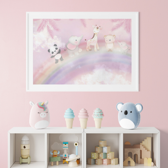 Poster per bambini - Animali sull'arcobaleno