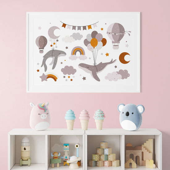 Poster per bambini - Balene e palloni