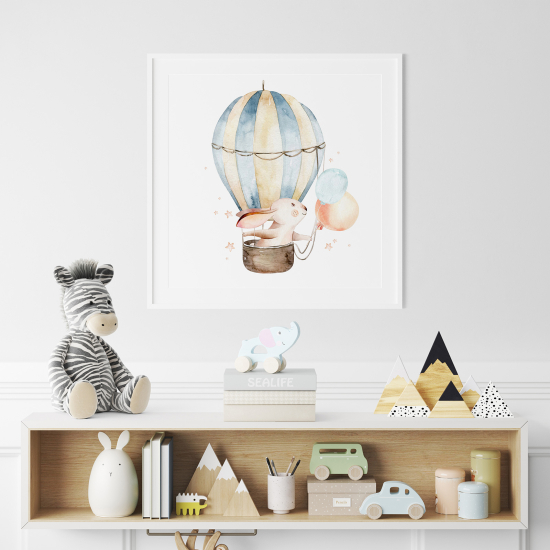 Poster per Bambini - Coniglio mongolfiera