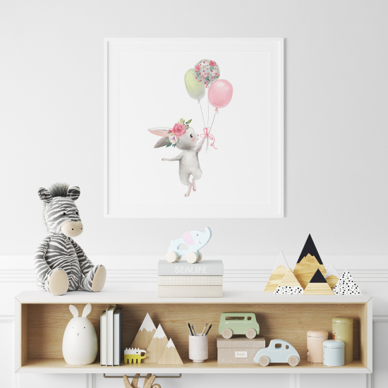 Poster per Bambini - Coniglio Palloncini