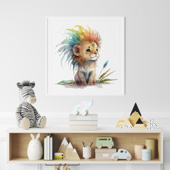 Poster per Bambini - Cucciolo di leone colorato