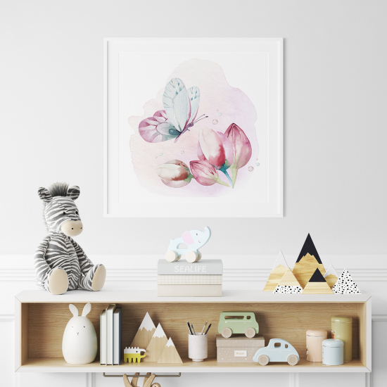 Poster per Bambini - Farfalla fiori