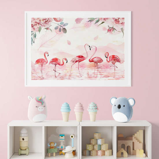 Poster per bambini - Fenicotteri rosa