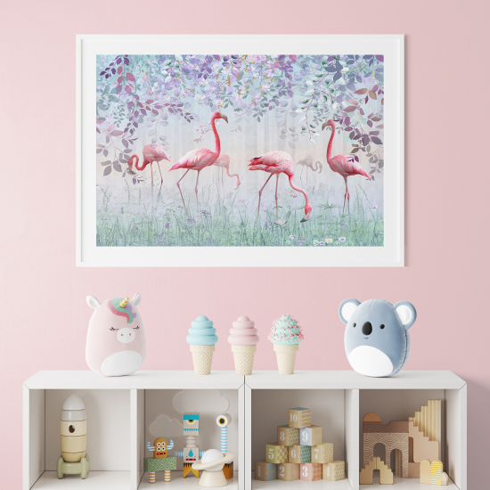 Poster per bambini - Fenicotteri rosa