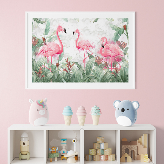 Poster per bambini - Fenicotteri rosa