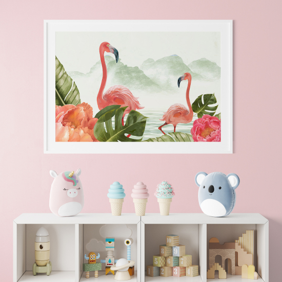 Poster per bambini - Fenicotteri rosa