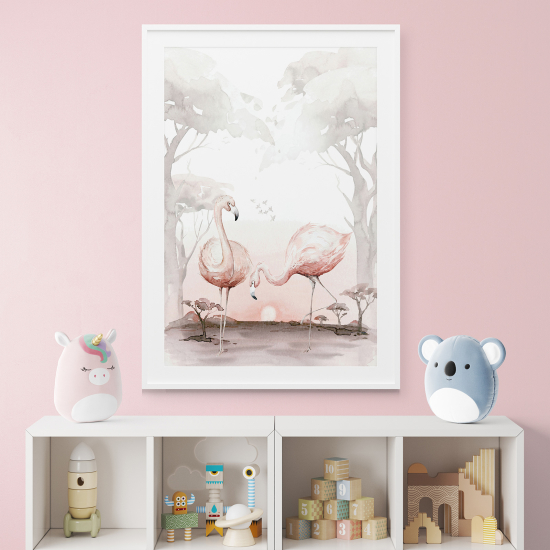 Poster per bambini - Fenicotteri rosa