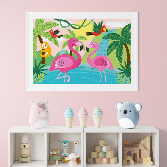Poster per bambini - Fenicotteri rosa