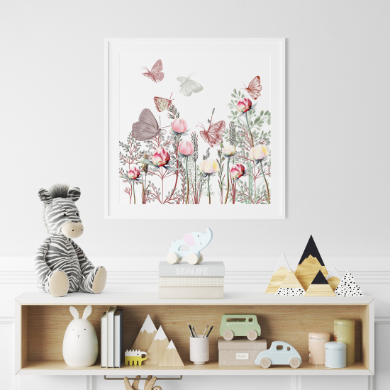 Poster per Bambini - Fiori Farfalle