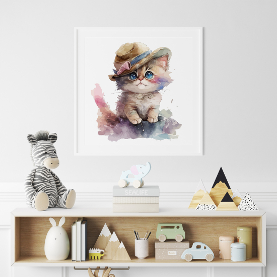 Poster per Bambini - Gattino con cappello