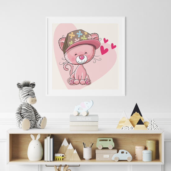 Poster per Bambini - Gattino cuori