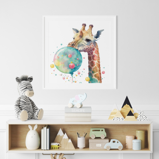 Poster per Bambini - Giraffa bolla colorata