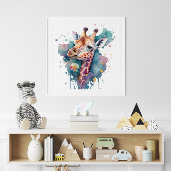 Poster per Bambini - Giraffa colorata