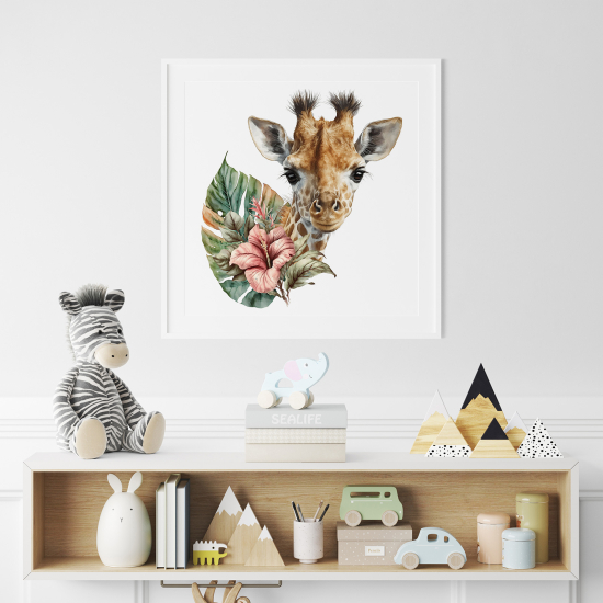 Poster per Bambini - Giraffa fiore