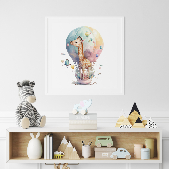Poster per Bambini - Giraffa mongolfiera