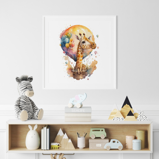 Poster per Bambini - Giraffa mongolfiera
