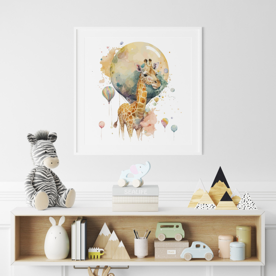 Poster per Bambini - Giraffa palloncini