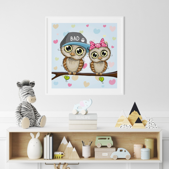 Poster per Bambini - Gufi cuori