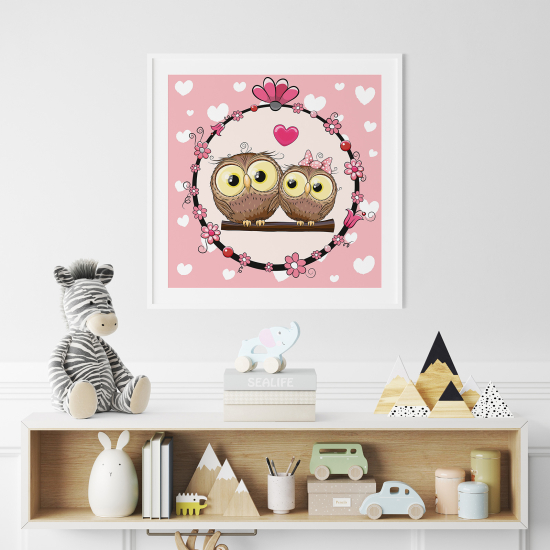 Poster per Bambini - Gufi cuori