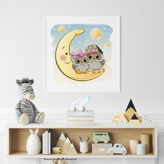 Poster per Bambini - Gufi Luna