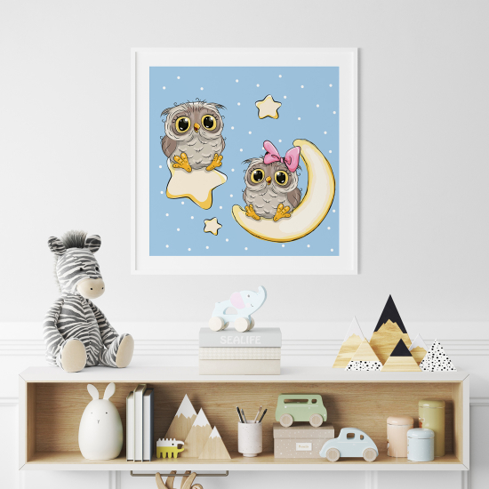 Poster per Bambini - Gufi Luna