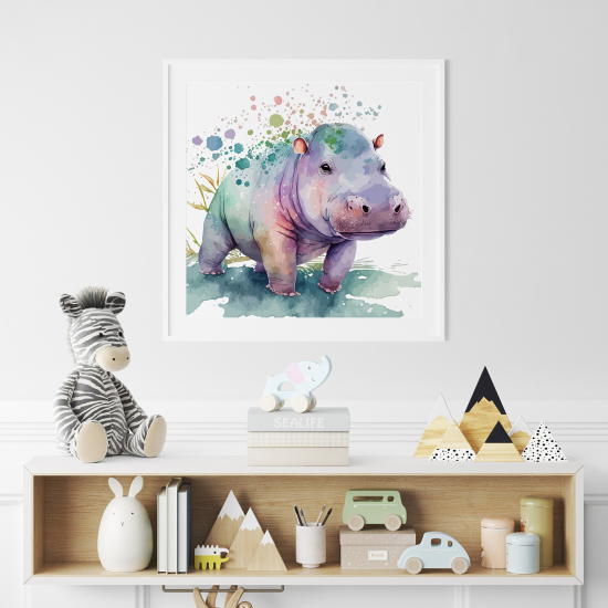 Poster per Bambini - Ippopotamo colorato