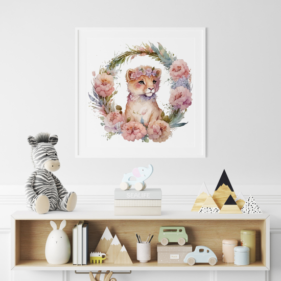 Poster per Bambini - Leone fiori