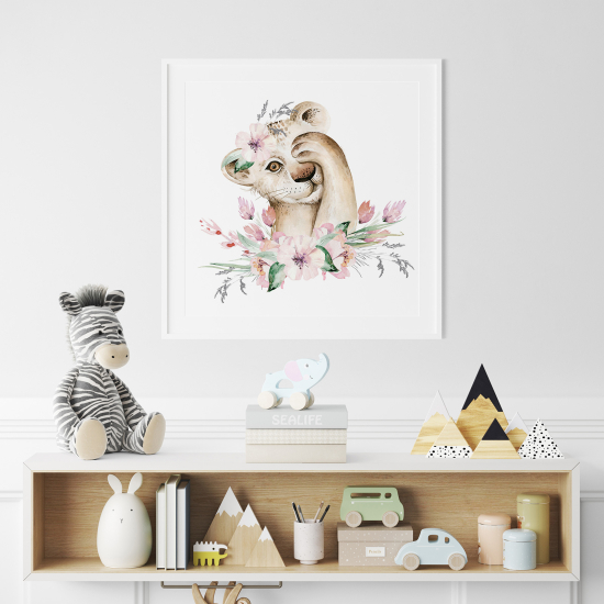 Poster per Bambini - Leone fiori