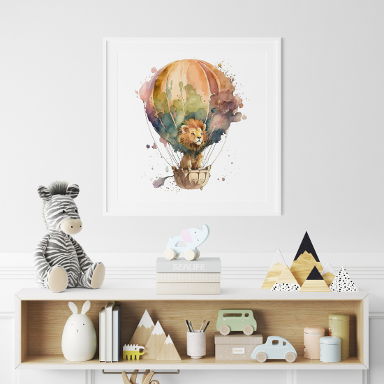 Poster per Bambini - Leone mongolfiera