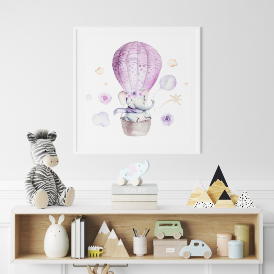 Poster per Bambini - Mongolfiera Elefante