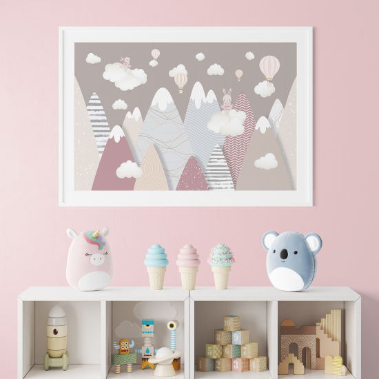 Poster per bambini - Montagne mongolfiere