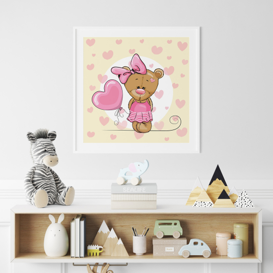 Poster per Bambini - Orsetta cuori ragazza