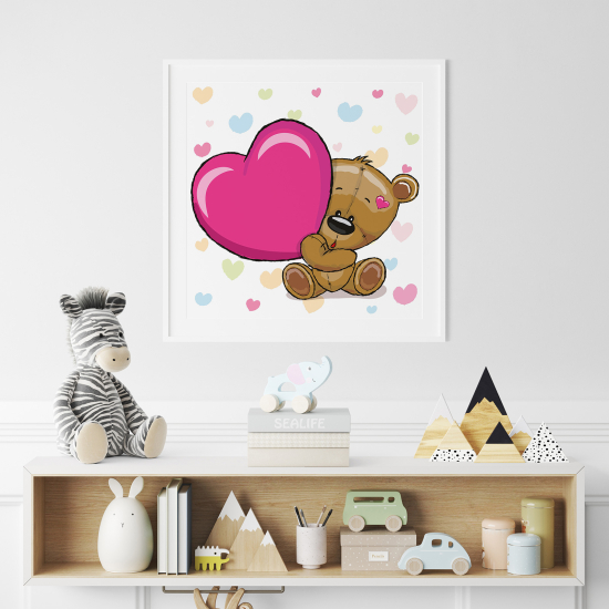 Poster per Bambini - Orsetto cuori