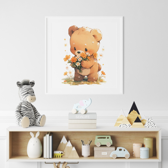 Poster per Bambini - Orsetto fiori